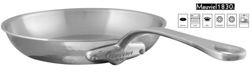 Poêle inox martelé Mauviel M'Elite 28 cm - manche fonte d'inox