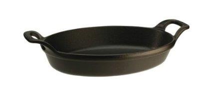 Plat en fonte Staub ovale noir mat - 24 cm