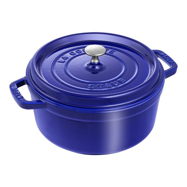 Cocotte en fonte Staub ronde bleu intense - 24 cm