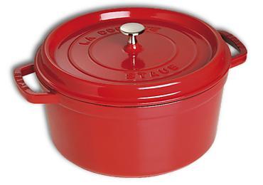 Cocotte ronde en fonte émaillée Staub cerise 26 cm