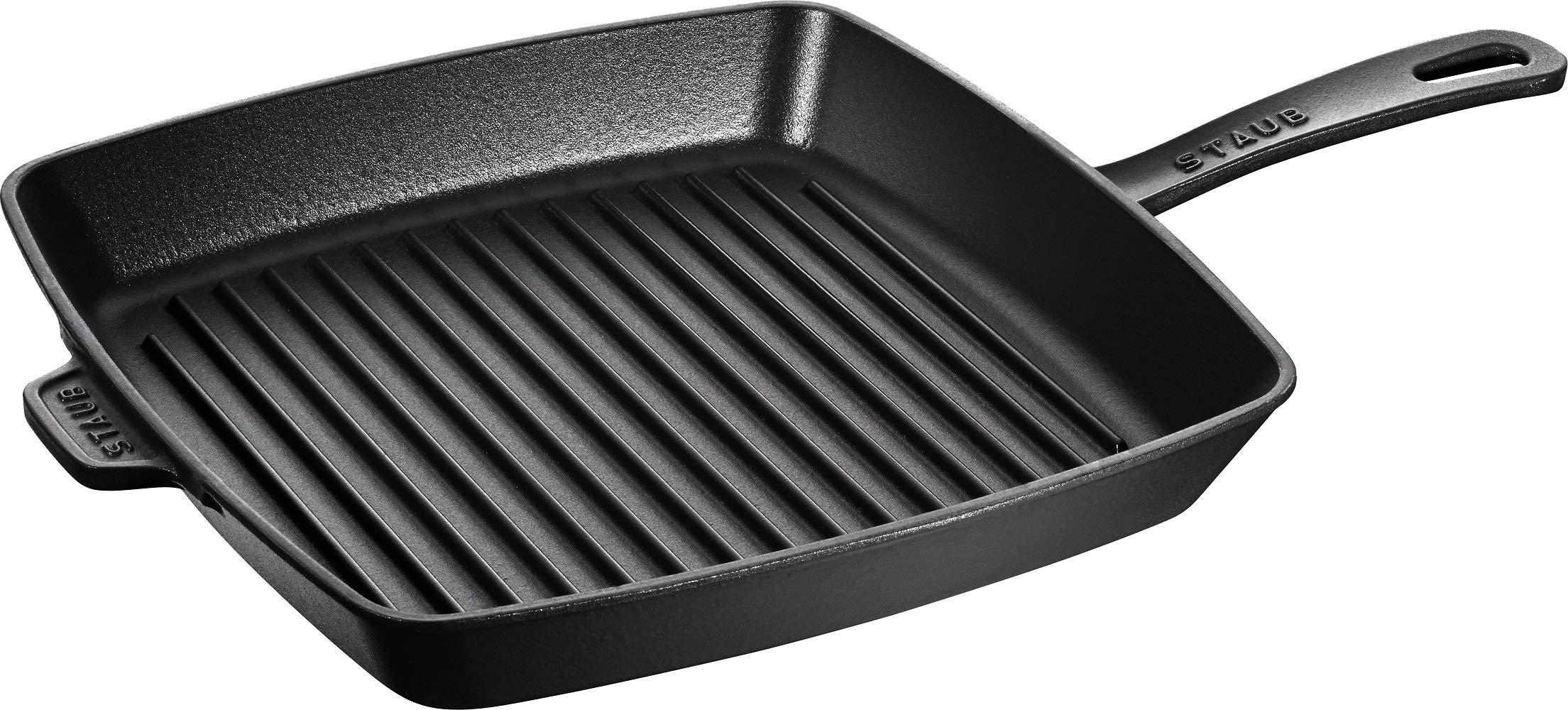 Gril carré américain en fonte émaillée Staub noir mat de 26 cm