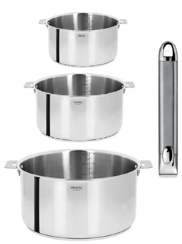 LOT DE 3 CASSEROLES CRISTEL CASTELINE + POIGNEE ZENITH