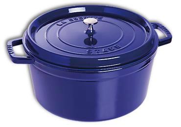 Cocotte ronde en fonte émaillée Staub bleu intense 26cm