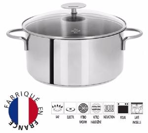 Faitout Cristel Mutine fixe + couvercle verre - 26 cm