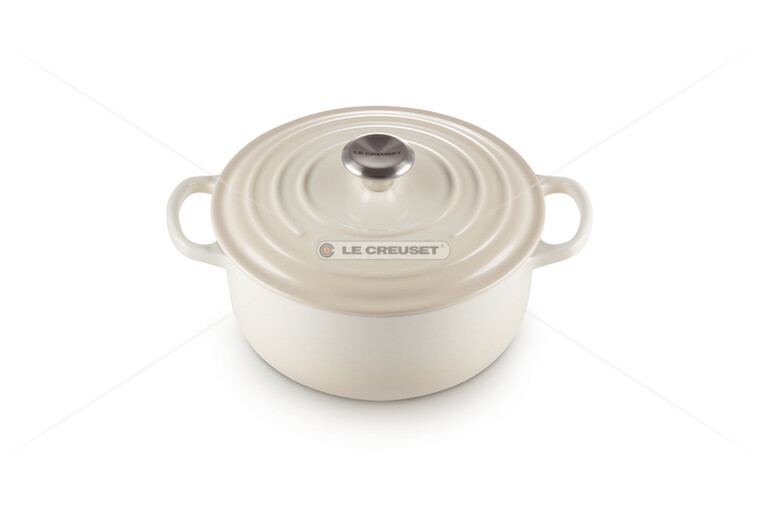 Cocotte ronde le Creuset 26cm en fonte émaillée "Meringue"