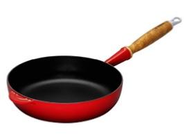 Poêle signature en fonte émaillée Le Creuset 26 cm - manche en bois